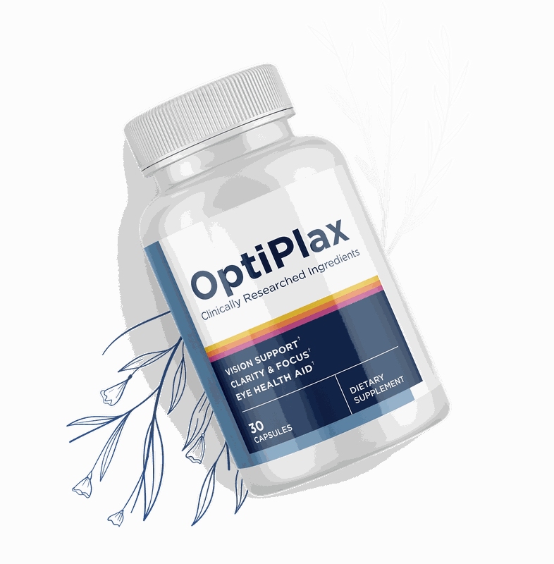 Bottle of OptiPlax marine botanical eye-health capsules, 30 count